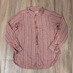 American Eagle Outfitters Pink and White Striped Shirt